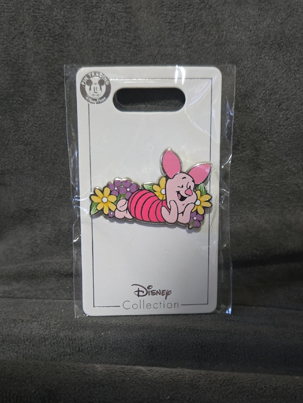 Disney Piglet Floral Lying Enamel Pin - Pink, Yellow, Purple